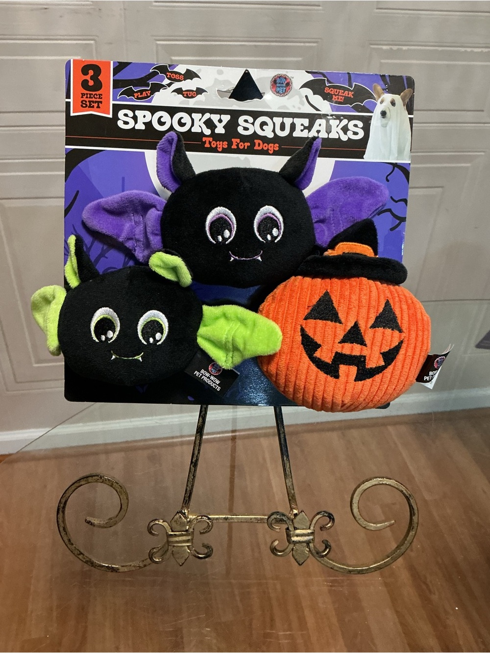 Bow Wow Squeaky Plush Dog Toy for Halloween - Mini Jack-O-Lanterns Set Of 3 -